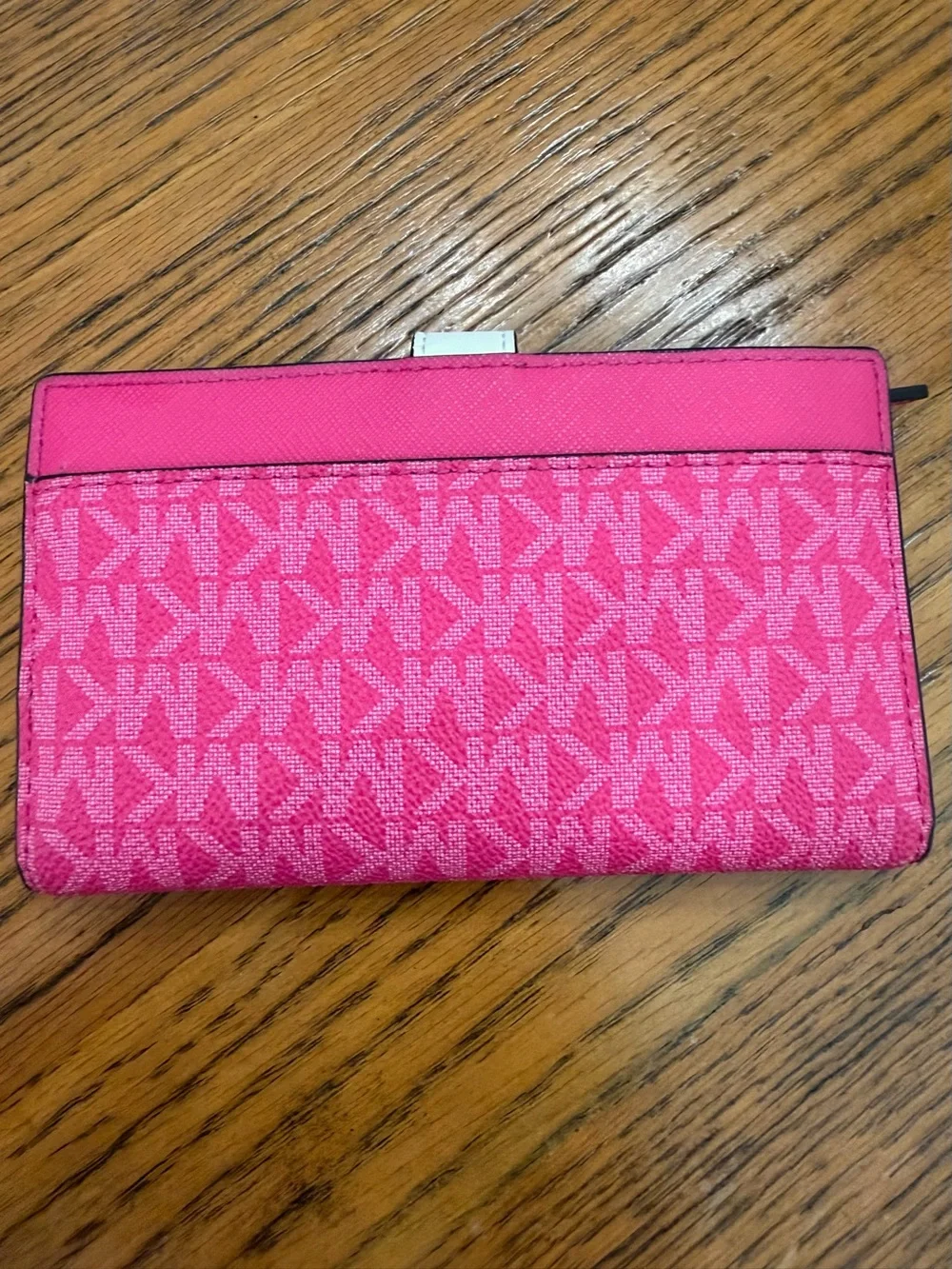 NWOT Michael Kors Pink MK Signature Wallet with White Strap